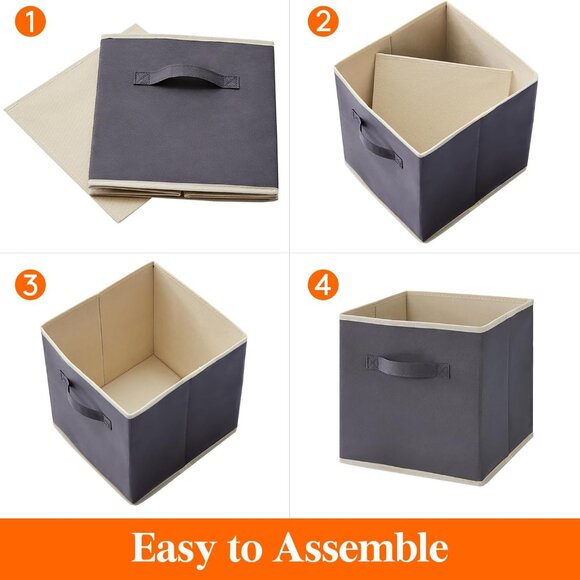 12 Packs Storage Cubes, 11 Inch Cube Storage Bins, Foldable Decorative Fabric St - Picture 4 of 7